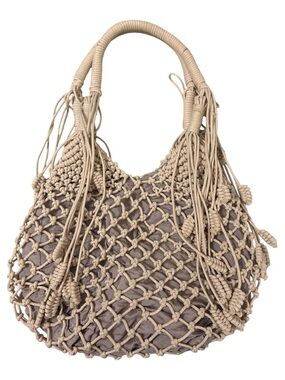 Monserat De Lucca Cream Macramé Shoulder Bag